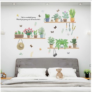 Decal dán tường cho bé nhiều loài chậu cây cảnh xinh xắn