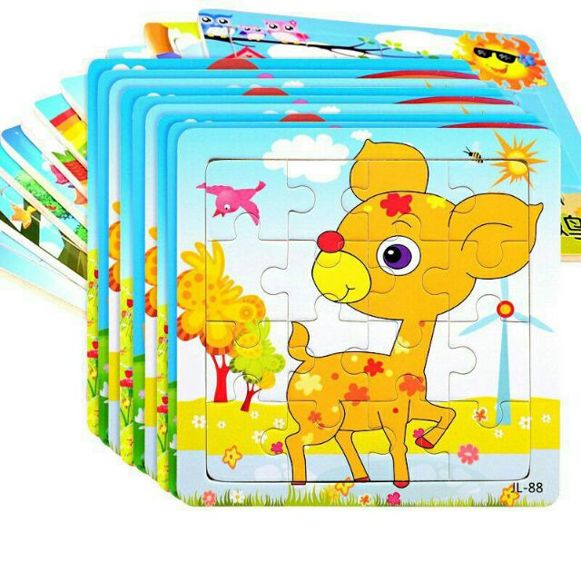 Combo 5 bộ tranh ghép hình bằng gỗ 16 mảnh cho bé