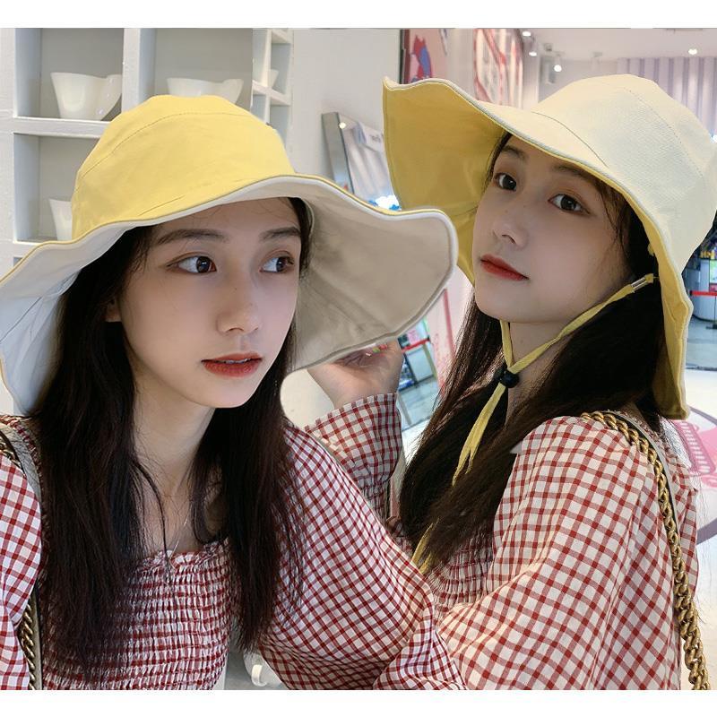 Nón Bucket Hai Mặt Thời Trang Phong Cách Hàn Quốc Cho Nữ