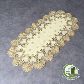 [ Khăn oval 60cm x 120cm ] Tấm khăn trải bàn bằng nhựa không thấm nước - giao hoa văn ngẫu nhiên