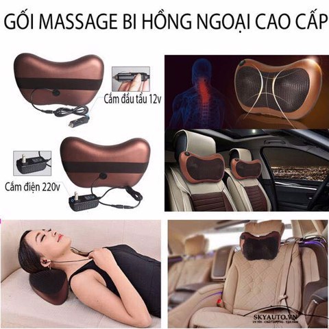 💥[CHÍNH HÃNG - CÓ VIDEO]💥Gối massage hồng ngoại 16 quả cầu 16 bi đảo. Có chế độ mạnh và nhẹ