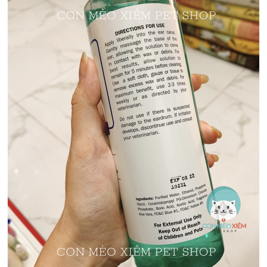 Nước rửa tai cho chó mèo Davis earmed 355ml, dung dịch sạch ve rận tai viêm tai lau vệ sinh cún mèo Con Mèo Xiêm