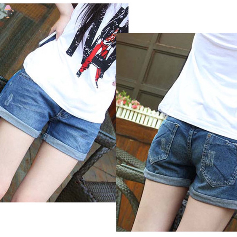 Quần Short Jeans Lưng Thun Co Giãn Cho Bà Bầu