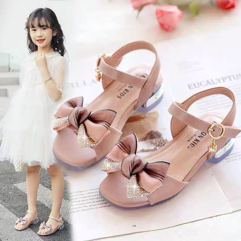 Xăng đan Công Chúa Đế Mềm Đính Nơ Thời Trang Mùa Hè 2022 Cho Bé Gái