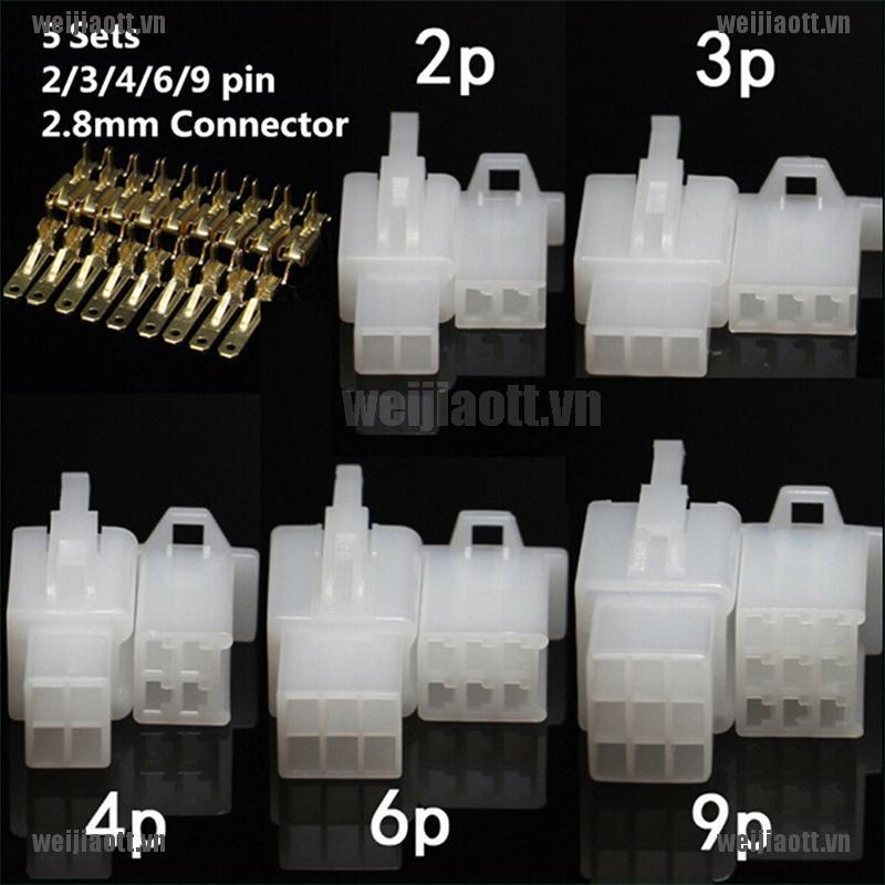 5 Bộ đầu nối dây điện 2.8mm 2 3 4 6 9 chấu