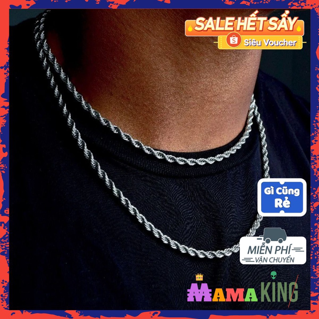 DÂY CHUYỀN HIPHOP ROPE CHAIN THÉP KHÔNG GỈ UNISEX CỰC BỀN BỈ  3MM BY MAMA KING