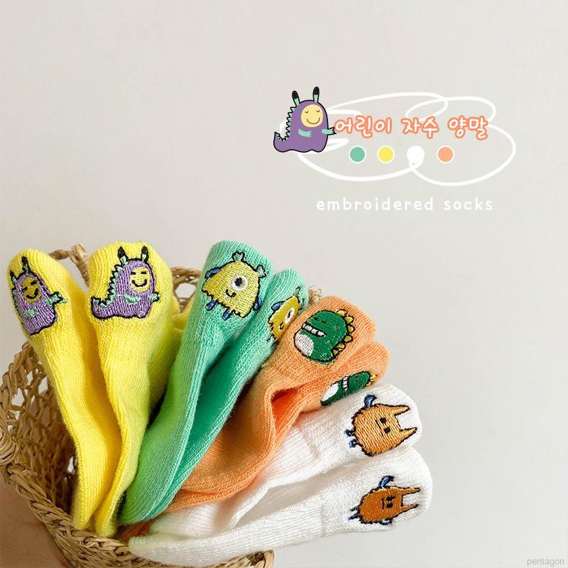 Set 4 Đôi Vớ Cổ Thấp Thêu Họa Tiết Hoạt Hình Thoáng Khí Thời Trang Mùa Hè Cho Bé