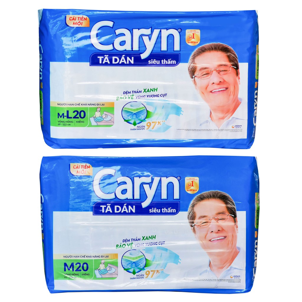 Tã dán siêu thấm Caryn size M20, M-L20