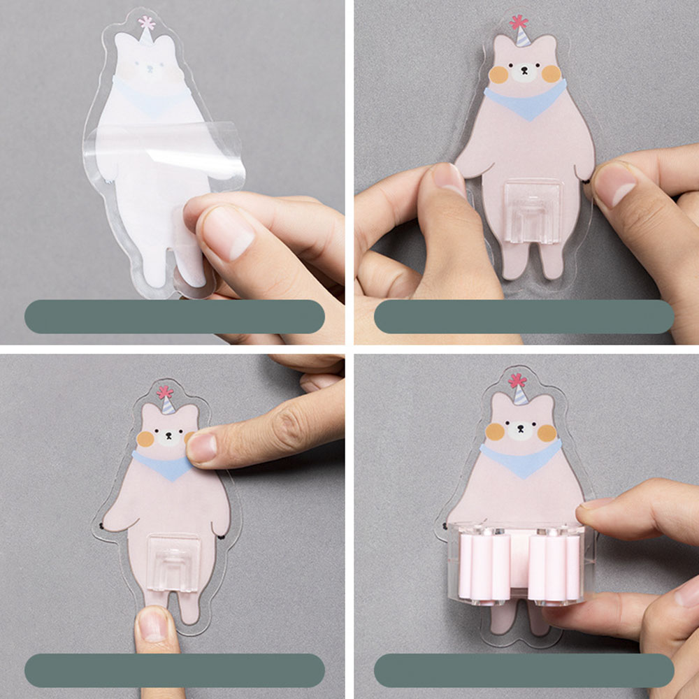 [sweet] kitchen creative cartoon cute bear duck seamless hole-free viscose hook for bathroom mop