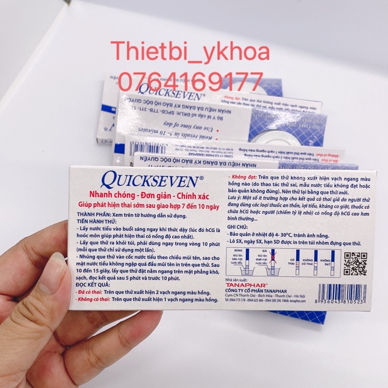 Que thử thai Quickseven 2 vạch chính xác - test thử thai hai vạch sớm nhanh hiệu quả tức thì (Che Tên sản Phẩm )