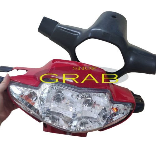 Bộ ốp đầu xe Wave ZX - Anpha cũ - 110 đời 97-06 gồm 3 món: ốp đầu , gáy đen và pha đèn loại 2 bóng - SPG-CB-2bong