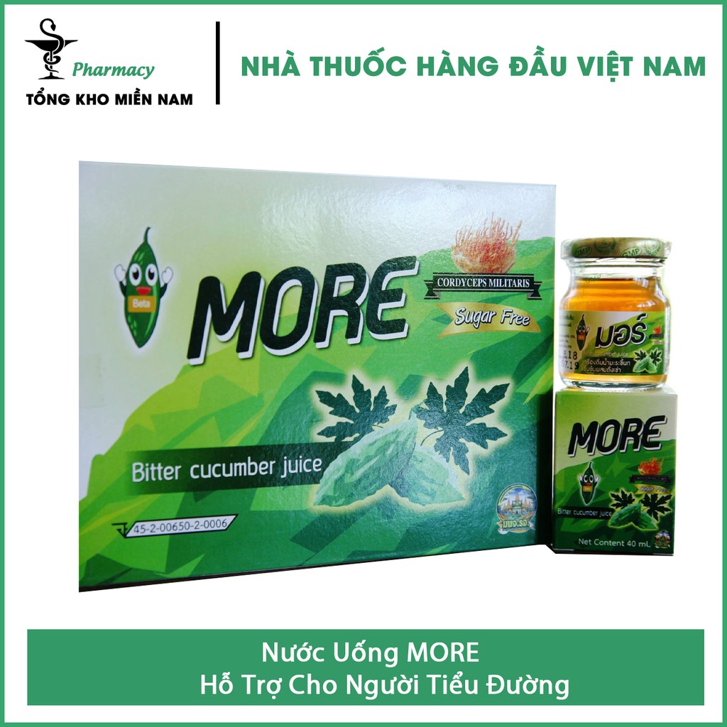 Nước uống khổ qua rừng More - Hỗ trợ tiểu đường – hộp 6 lọ - Tổng Kho MiềnNam