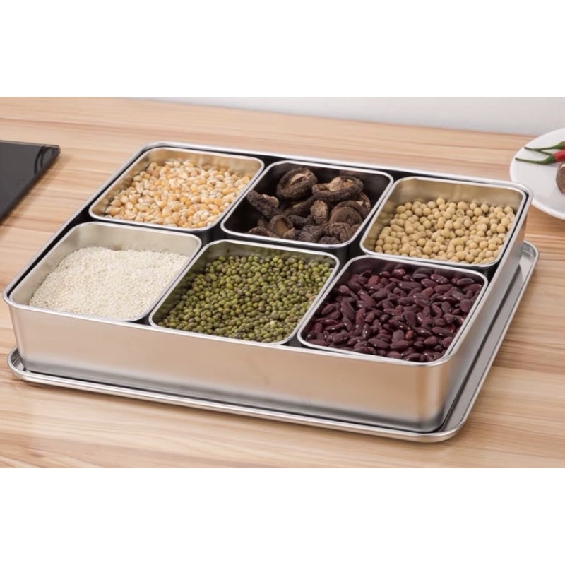 Khay đựng toping,gia vị,đồ khô cho gia đình,quán ăn,cafe,nhà hàng nắp inox
