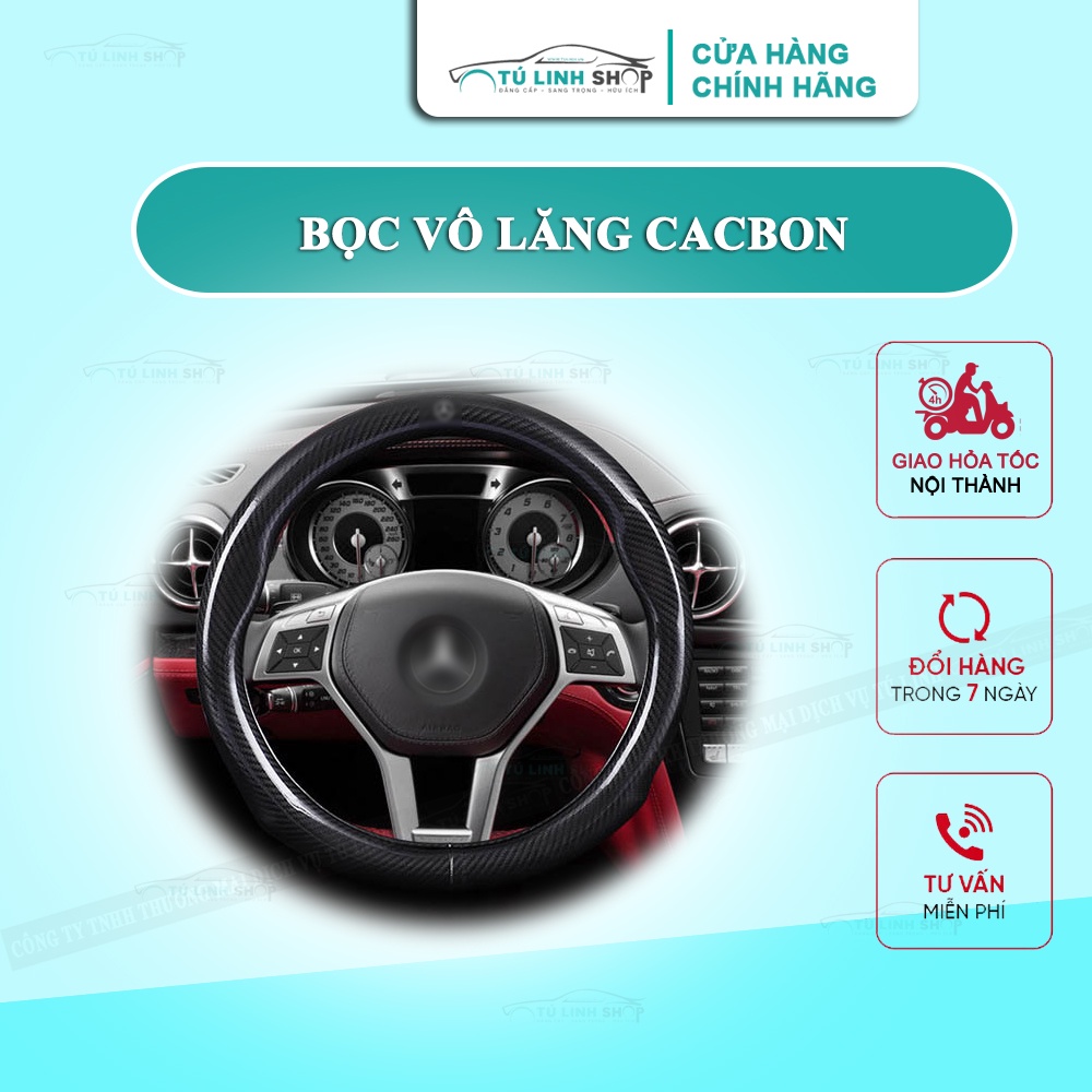 Bọc vô lăng Cacbon cao cấp full logo các Hãng xe