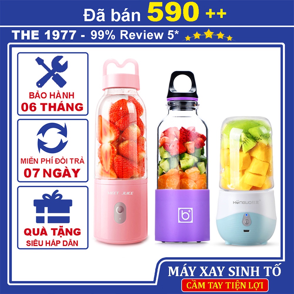 Máy xay sinh tố cầm tay mini sạc pin tích điện tiện dụng, máy xay cầm tay đa năng loại 4, 6 lưỡi dao cao cấp