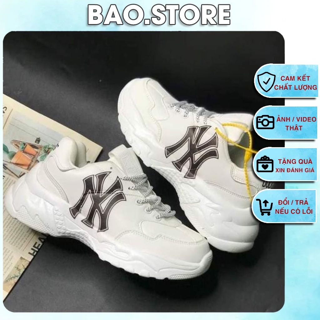 Giày Thể Thao MLB NY Đen Cao Cấp Nam Tăng Chiều Cao 5cm, Nữ - Giày Thể Thao Màu Trắng Full Box 2022