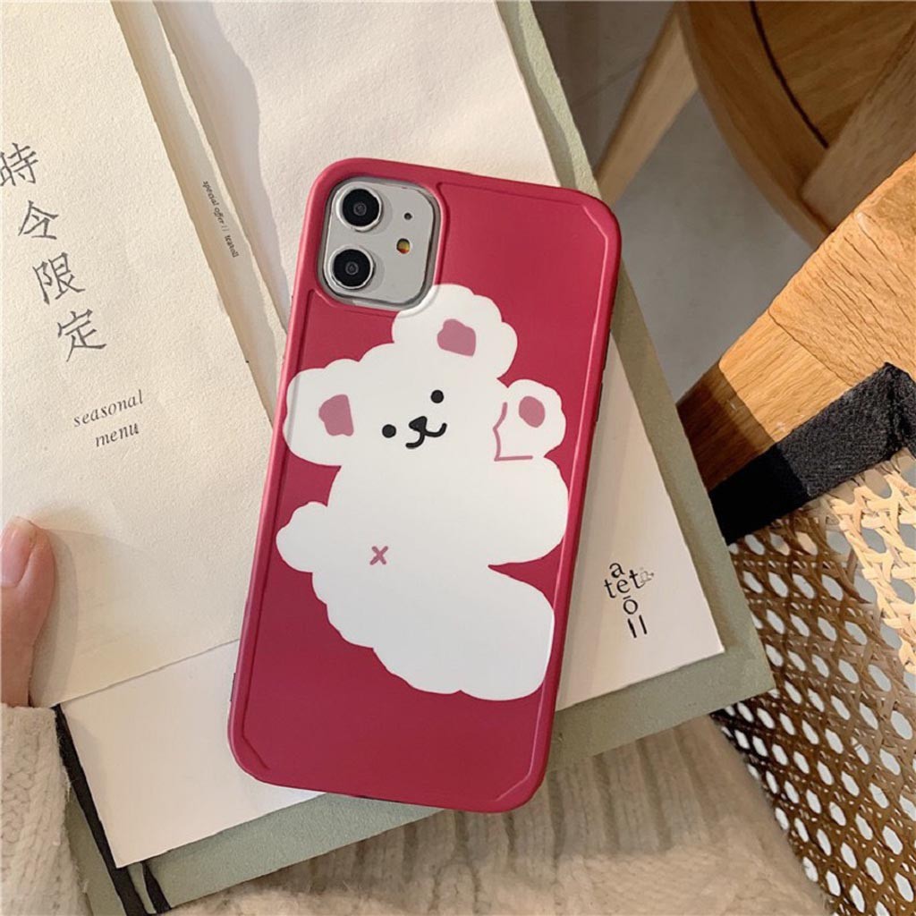 Ốp Lưng Iphone Cao Cấp Full Viền Màu Đỏ Gấu Bông Trắng Dành Cho Tất Cả Dòng Iphone từ 6 đến 11promax | BigBuy360 - bigbuy360.vn