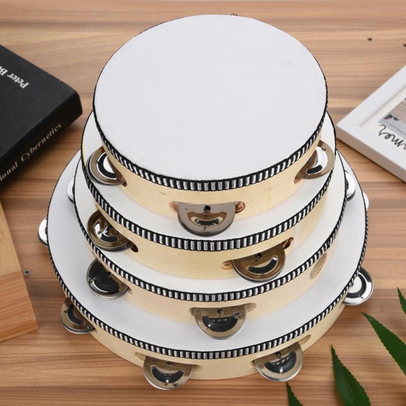 Trống tròn cầm tay Tambourine 4 kích thước đồ chơi nhạc cụ thú vị cho bé