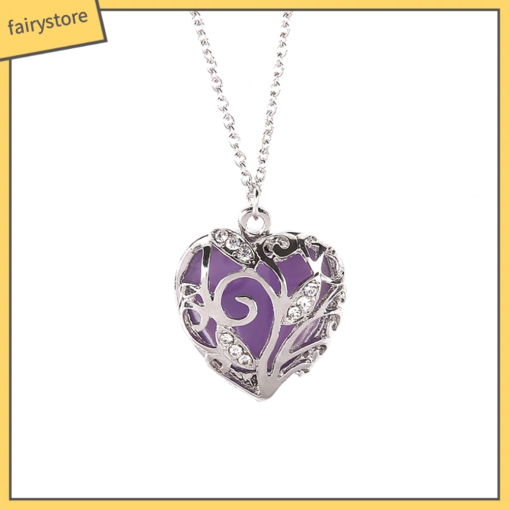 Dây Chuyền Mặt Hình Trái Tim Đính Đá Phát Sáng Thời Trang Cho Nữ