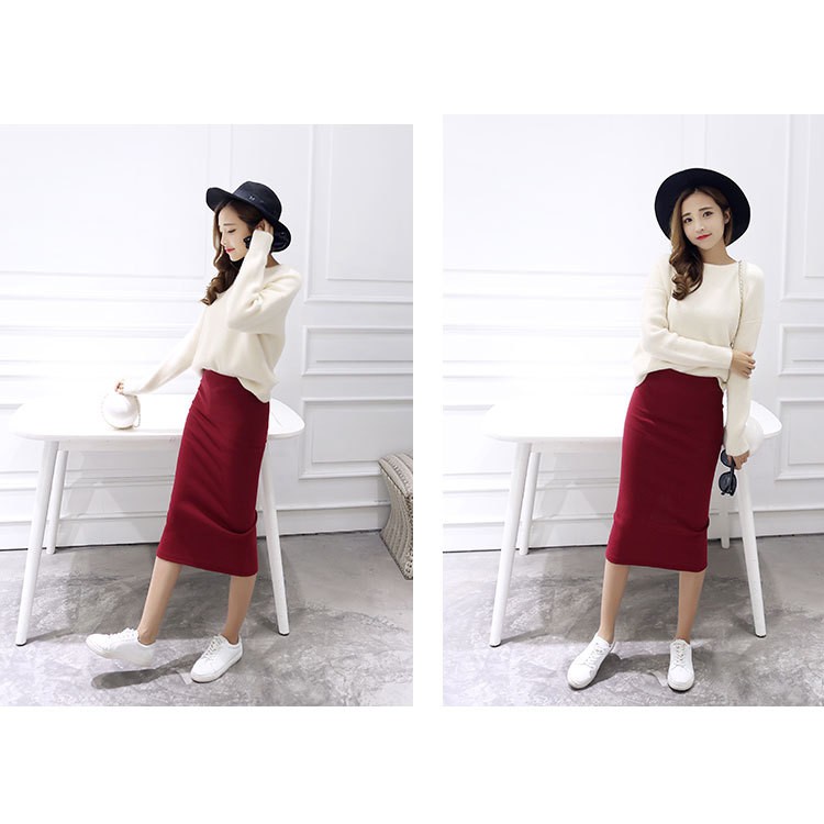 Chân Váy Bút Chì Thun Tăm Vải Dày Có Xẻ | BigBuy360 - bigbuy360.vn