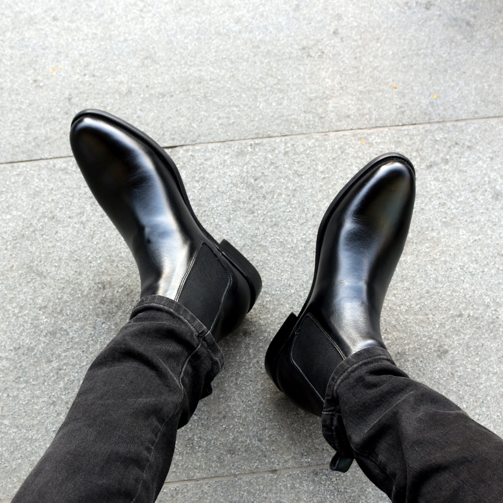 Giày thời trang nam cao cổ Chelsea boots tăng 3.5cm chiều cao da bò nguyên tấm | BigBuy360 - bigbuy360.vn