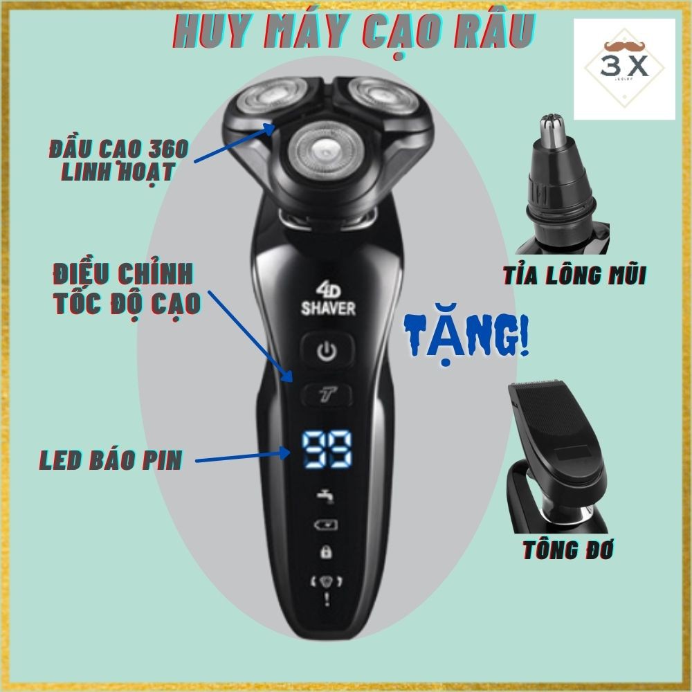 Máy cạo râu đa chức năng chống nước SHAVER 4D, cạo cực nhanh, không đau rát (BH12 tháng)