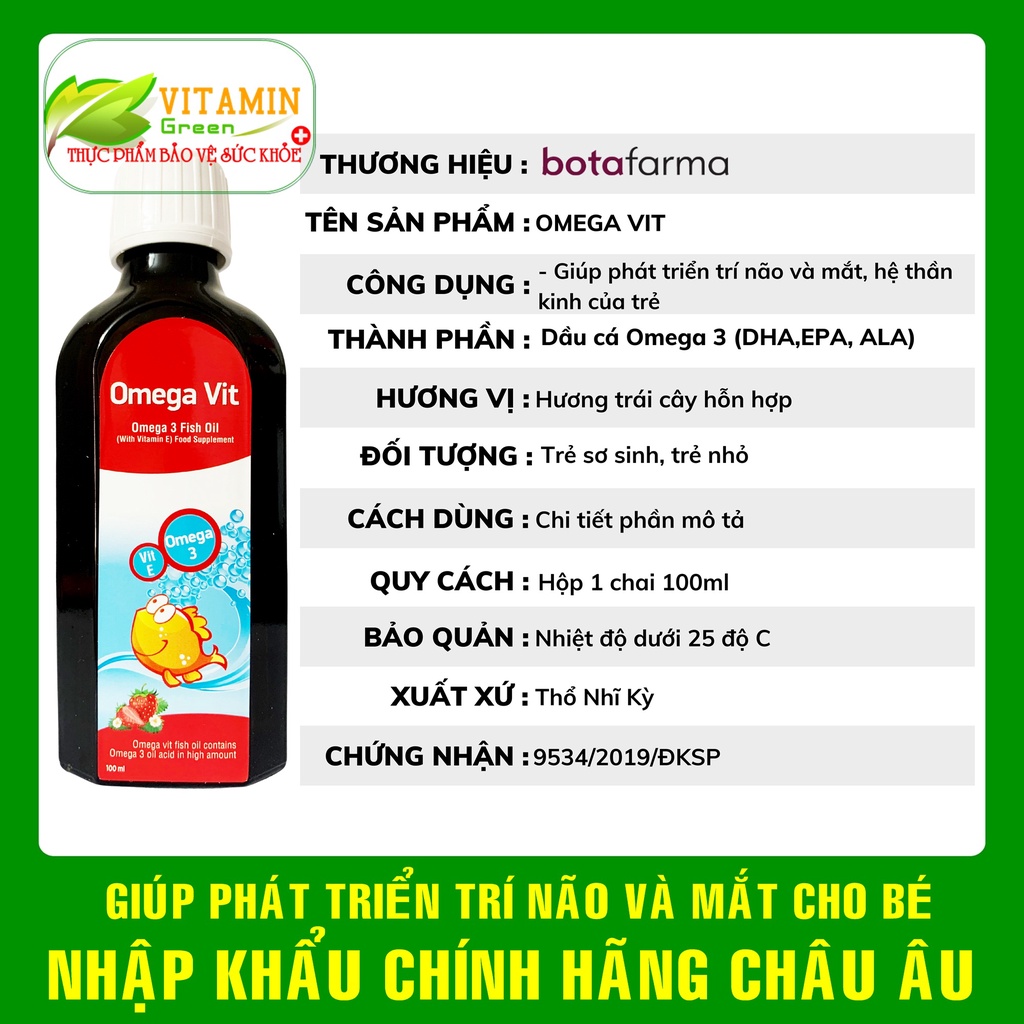 OMEGA VIT bổ sung Omega 3 DHA cho bé giúp phát triển trí não, mắt và hệ thần kinh | Nhập khẩu chính hãng Châu Âu