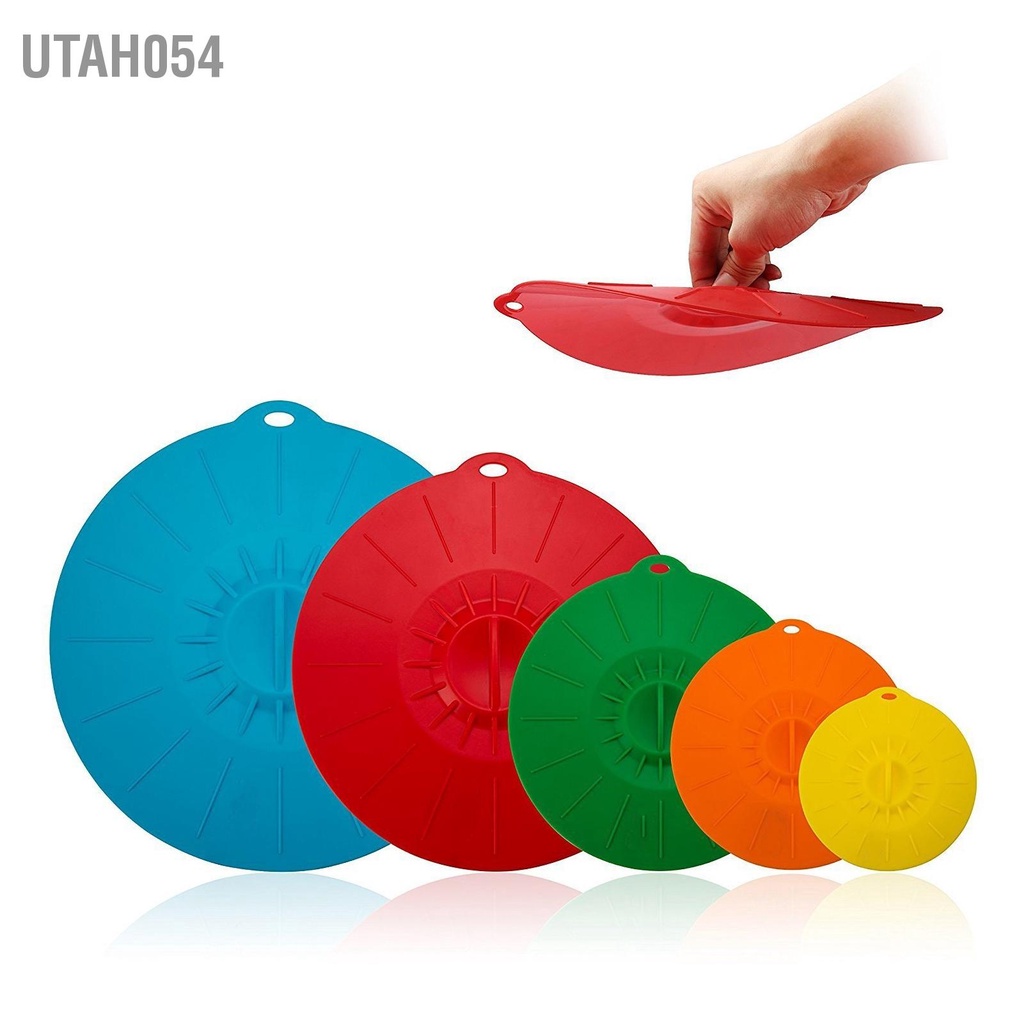[Hàng Sẵn] Bộ 5 Nắp đậy silicone hút chân không bảo quản thức ăn tươi ngon nhiều kích thước sử dụng an toàn cho lò vi sóng【Utah054】