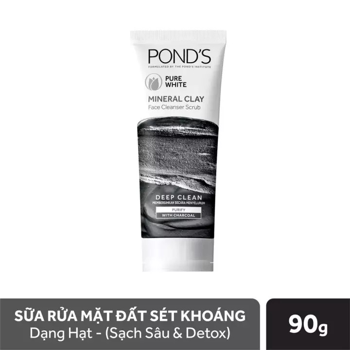 Sữa rửa mặt đất sét khoáng detox sạch sâu dạng hạt Pond's Pure white 90g