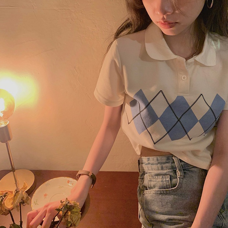 Áo polo IELGY dáng ôm ngắn thời trang cho nữ