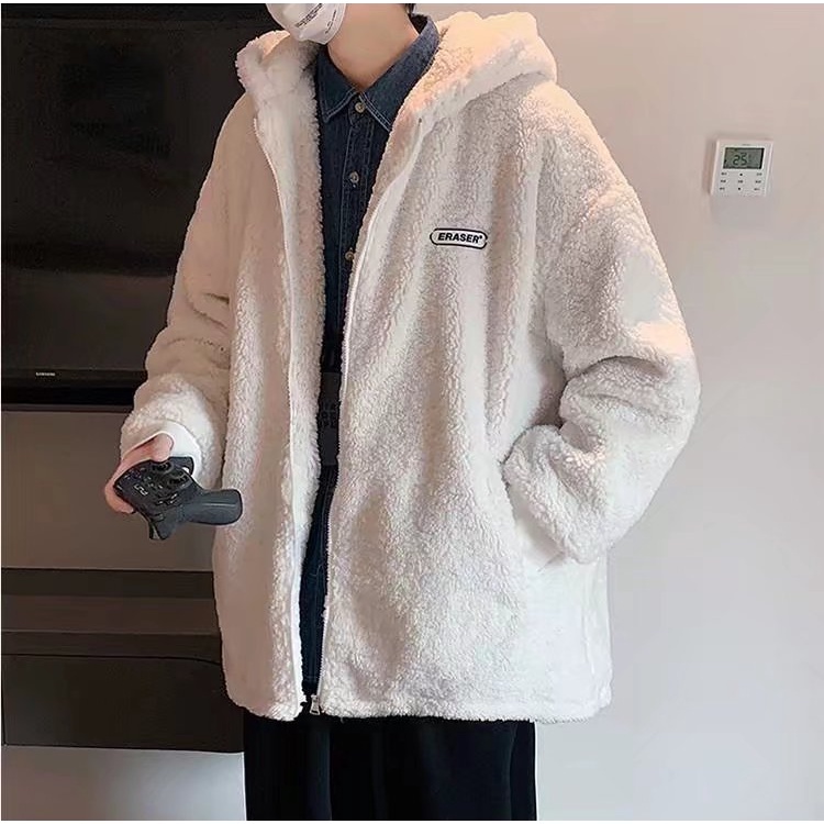 Áo khoác lót cotton phối nhung lông cừu giữ ấm thời trang mùa đông cho cặp đôi