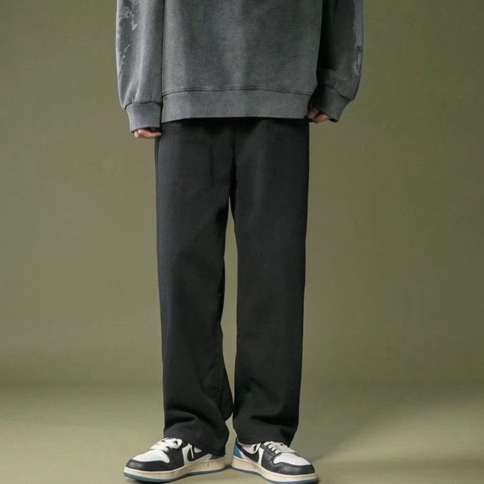 Unisex quần ống rộng đồng bằng simple quần dài nam thời trang hàn quốc quần baggy nữ bigsize quần nữ