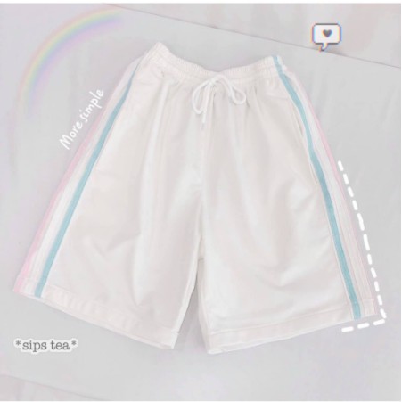 Quần Đùi Ulzzang Kẻ 3 Sọc Thể Thao Unisex, Quần Short Ống Suông Cạp Chun