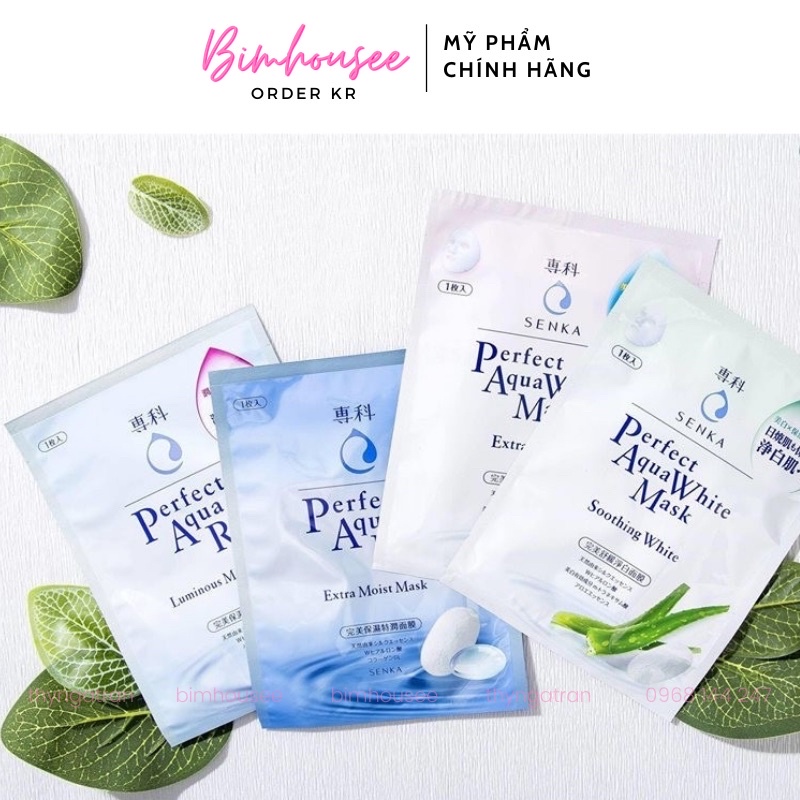 Mặt nạ dưỡng ẩm dưỡng trắng căng mịn da SENKA Perfect Aqua White Bouncy Mask