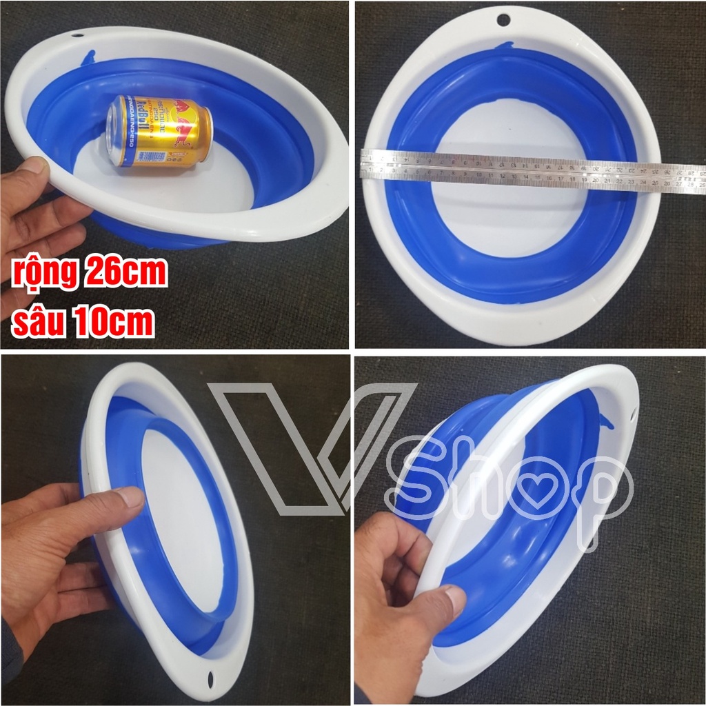 Bát pha mồi, thau trộn mồi câu cá, nhựa dẻo, xếp gọn