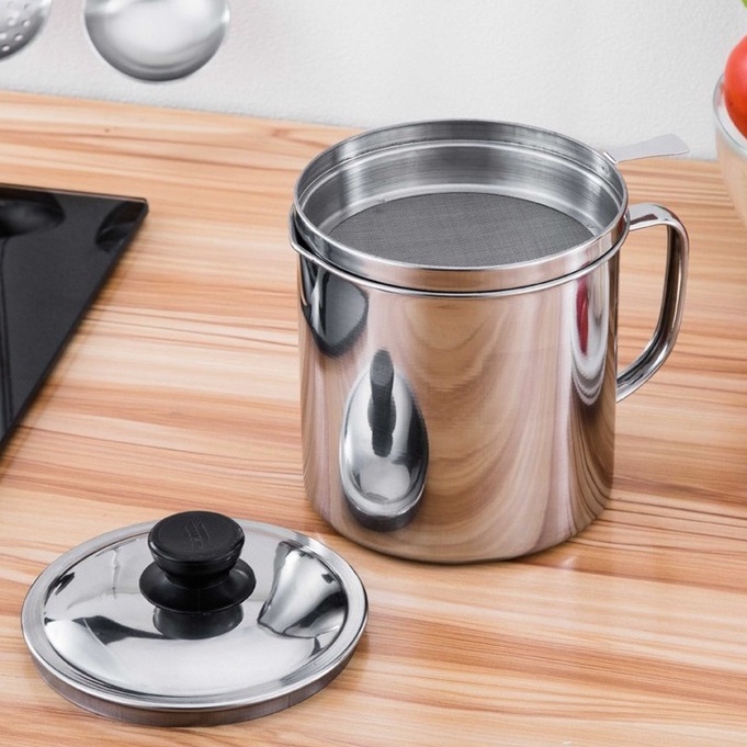 Ca Lọc Dầu Mỡ Bằng Inox Dung Tích 1.2 lít Xử Lý Dầu Mỡ Thừa Làm Sạch Dầu Mỡ Để Tái Sử Dụng