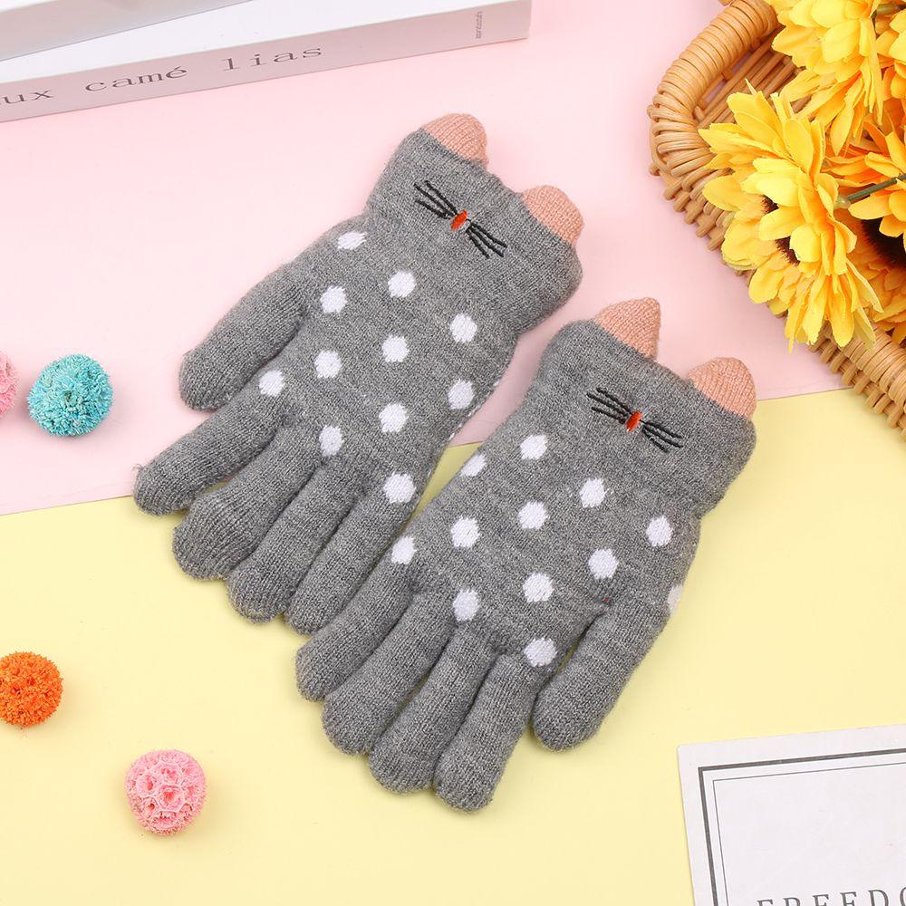 1 Đôi Găng Tay Giữ Ấm Dày Dặn Họa Tiết Hoạt Hình Cho Bé