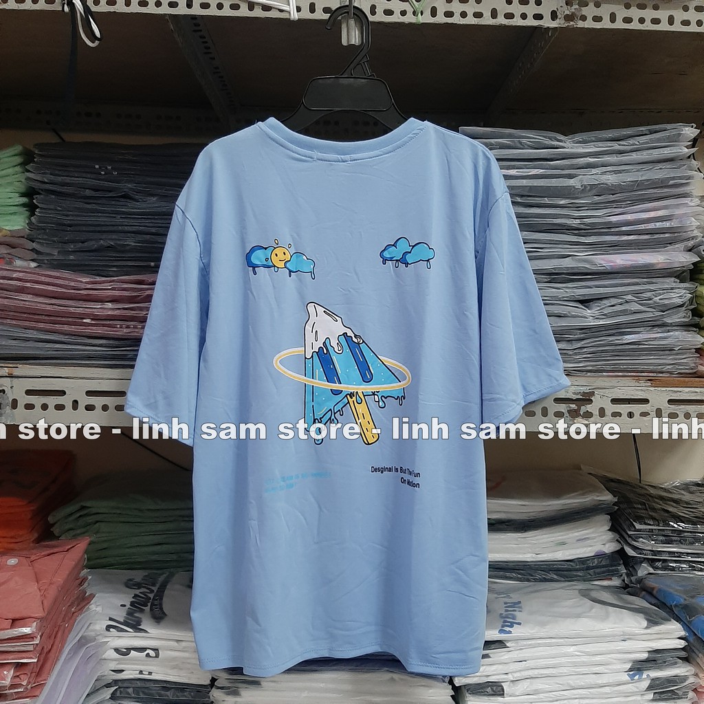 Áo thun tay lỡ nữ freesize phông form rộng Unisex, mặc cặp, nhóm, lớp in CÂY THÔNG HÌNH QUE KEM chữ CLICK | BigBuy360 - bigbuy360.vn