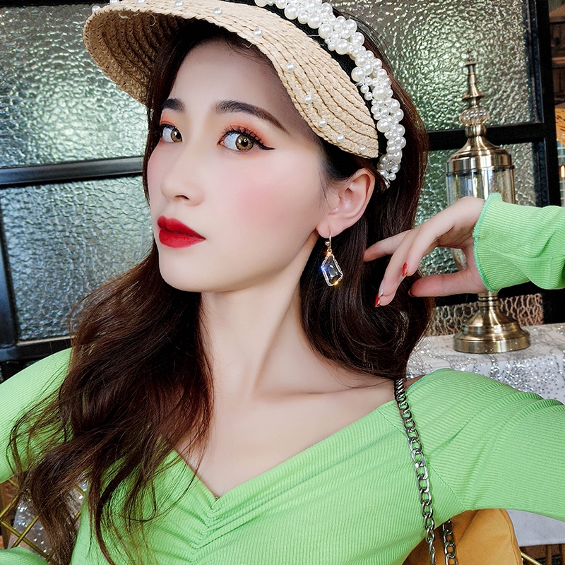 Bông tai bạc 925 hình chữ C đính đá thời trang phong cách Hàn Quốc