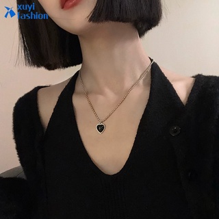 Thời Trang Đen Hình Trái Tim Vòng Cổ Đơn Giản Bạc Mặt Dây Chuyền Dây Chuyền Choker Nữ Phụ Kiện Trang Sức