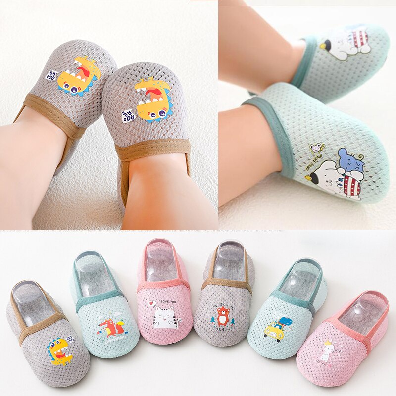 Giày Vớ Lưới Đế Cao Su Mềm Thoáng Khí Mùa Hè Chống Trượt In Họa Tiết Hoạt Hình Cho Bé