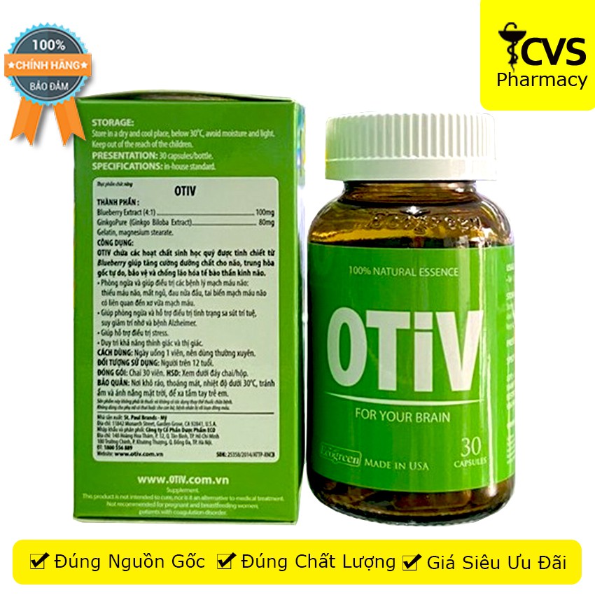 Viên Uống OTiV - Cải Thiện Đau Nửa Đầu Tăng Cường Trí Nhớ