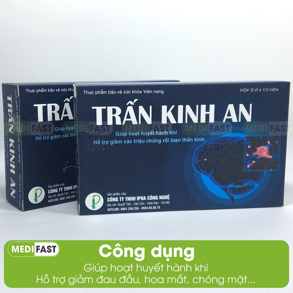 Trấn Kinh An - Hỗ trợ giảm lo âu, căng thẳng, giúp đẩy lùi các triệu chứng hồi hộp, mệt mỏi, chóng mặt, nhức đầu hộp 30v