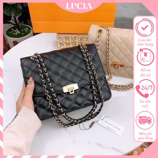 Túi xách nữ túi đeo chéo kẹp nách trần trám khóa gập thời trang size 25 lucia store txn09