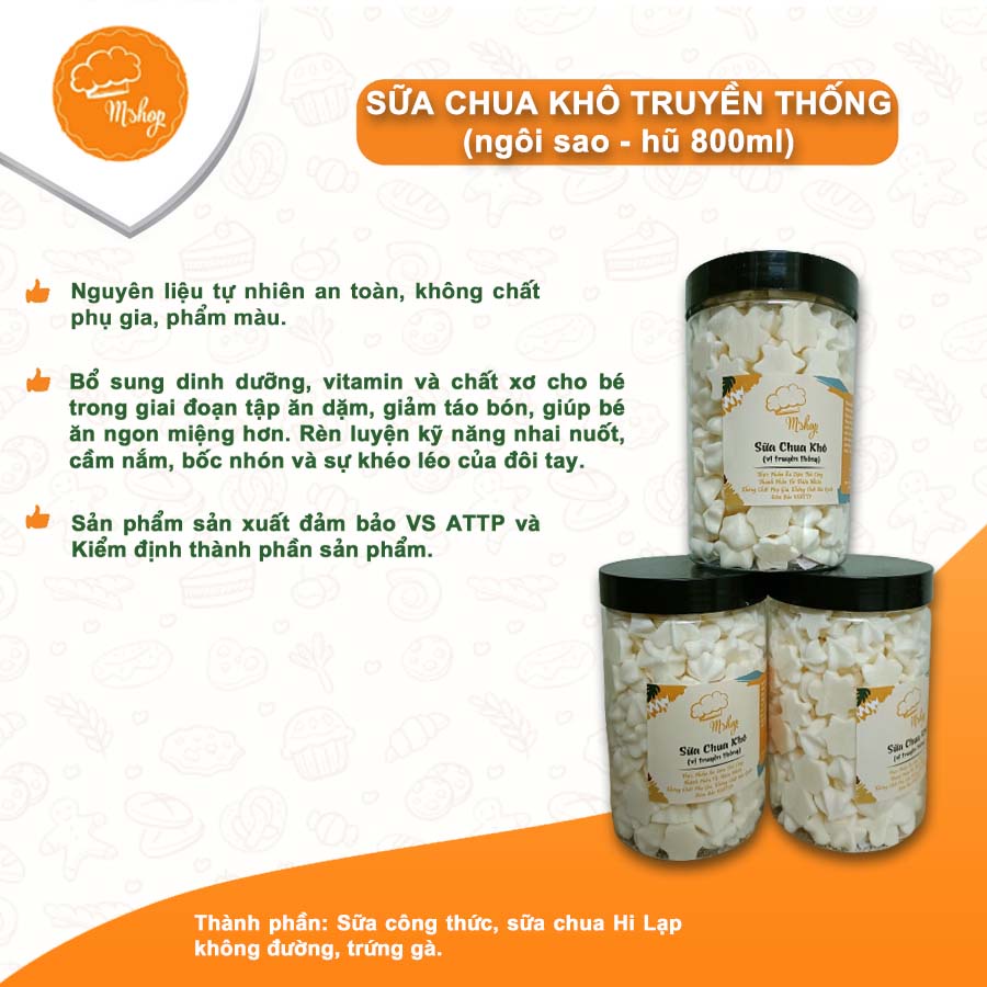 Bánh ăn dặm - ngôi sao vị sữa chua dành cho bé 5 tháng trở lên hũ 800ml