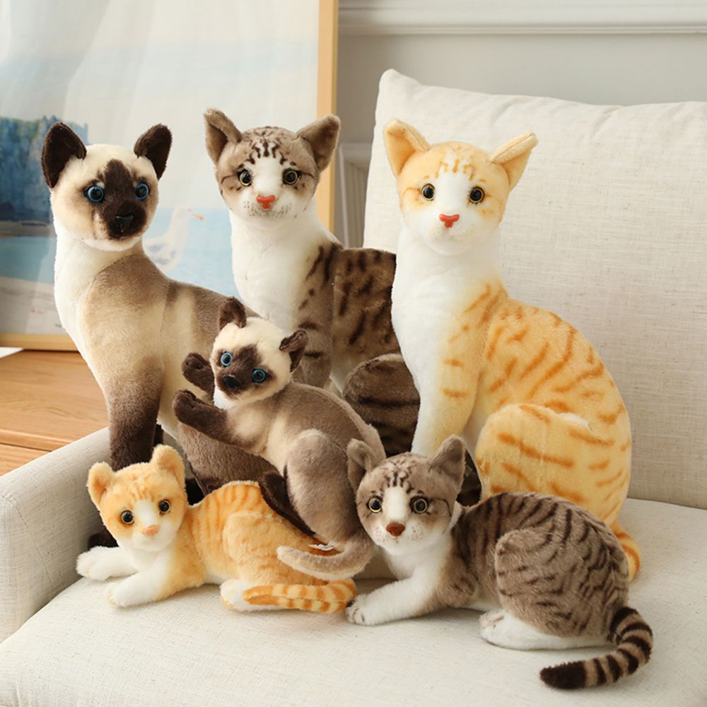 Bebetterm 1Pc Simulation Cat Toy Plush Stuffed Doll Siamese Cat Orange Cat Gift Simulation Dolls