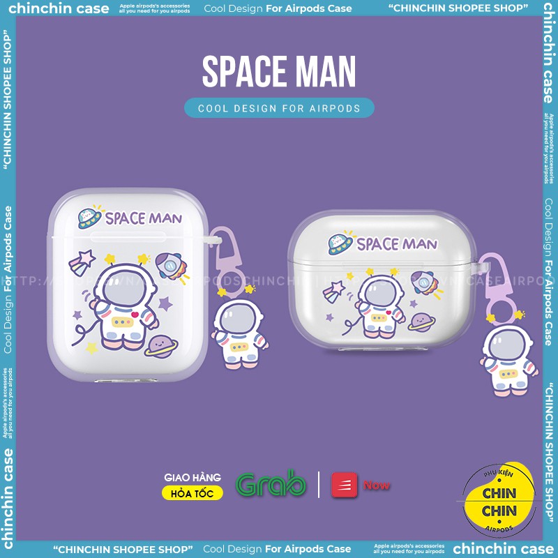 Vỏ Airpod 1/2/Pro Nhựa Dẻo Trong Suốt Hình Space Man Case Airpods Hoạt Hình Dễ Thương - Chinchin Case