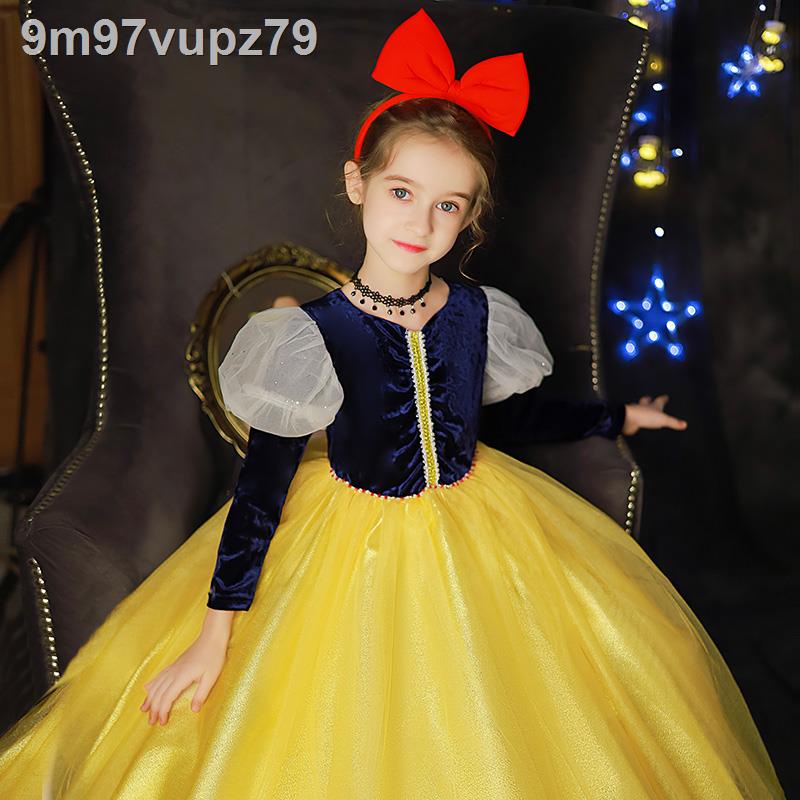 Snow White váy dài tay mùa xuân và thu bé đang chạy Disney Halloween cô gái sinh nhật đông mới