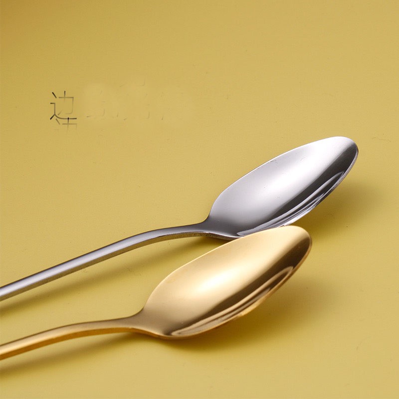Muỗng, Thìa Khuấy Cafe Inox Cán Dài Màu Vàng Gold, Màu Bạc Cho Ly Thân Cao, Sinh Tố, Cocktail, Hàng Rẻ, Dày, Đẹp