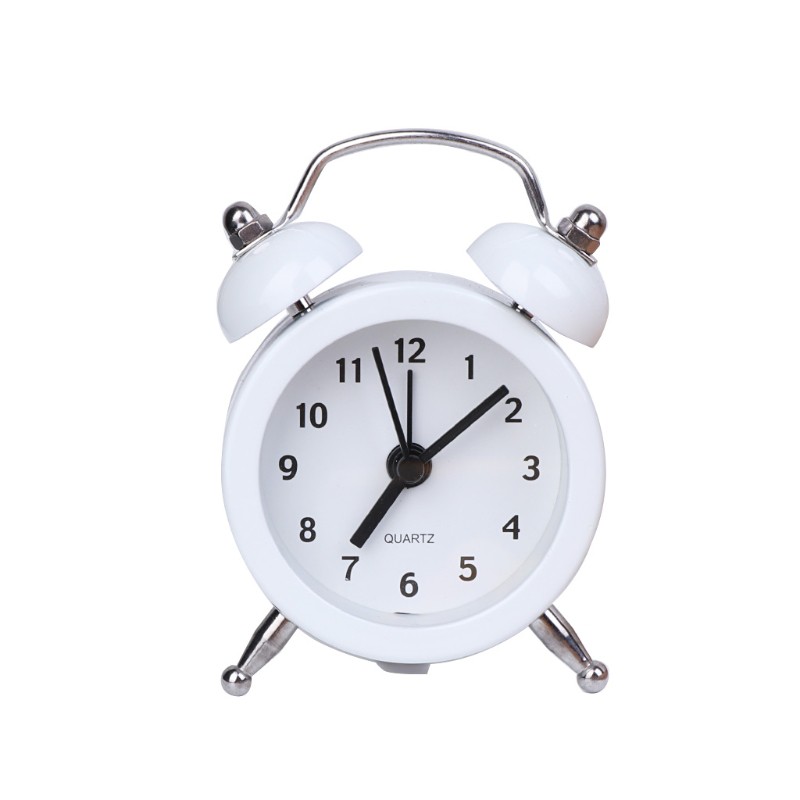 SUP Portable Cute Mini Round Battery Alarm Clock Desktop Table Bedside Clocks Decor